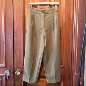 Cropped Taupe Pleated Pants